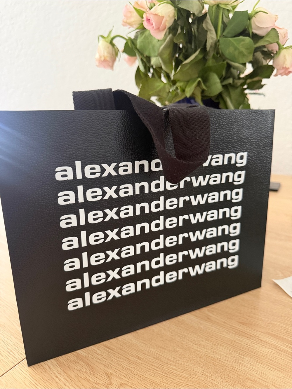 Alexander Wang Black Tote with White Repeated Logo